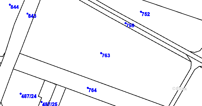 Parcela st. 763 v KÚ Hnanice, Katastrální mapa