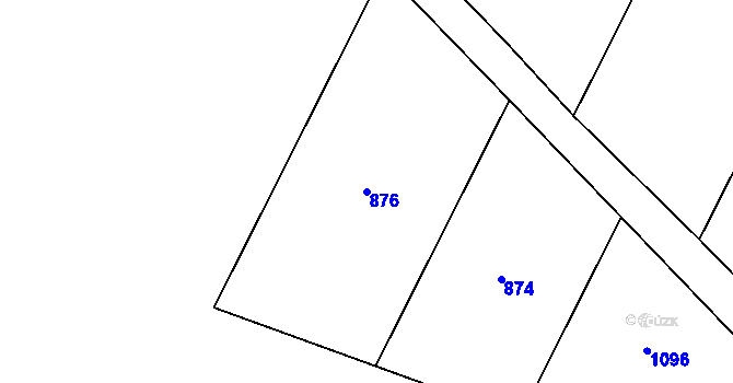 Parcela st. 876 v KÚ Hnanice, Katastrální mapa