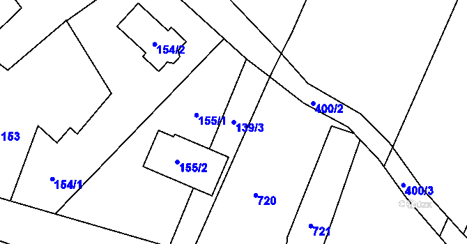 Parcela st. 139/3 v KÚ Hnanice, Katastrální mapa
