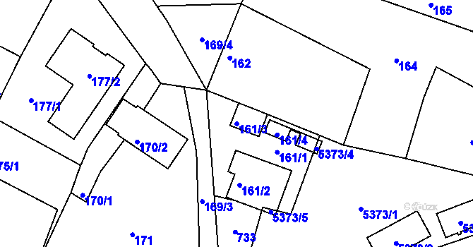 Parcela st. 161/3 v KÚ Hnanice, Katastrální mapa