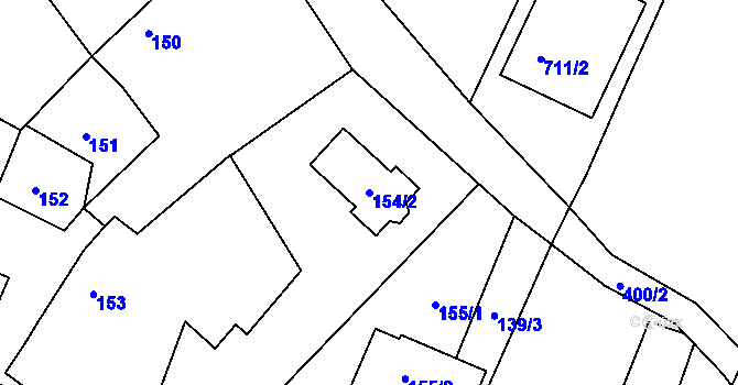 Parcela st. 154/2 v KÚ Hnanice, Katastrální mapa