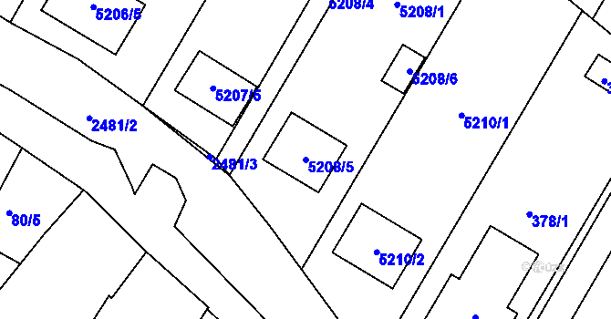 Parcela st. 5208/5 v KÚ Hnanice, Katastrální mapa