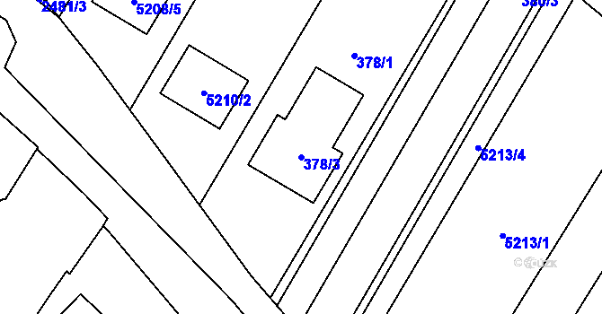 Parcela st. 378/3 v KÚ Hnanice, Katastrální mapa