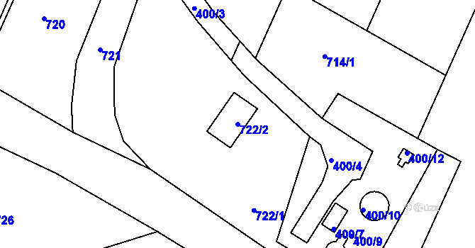 Parcela st. 722/2 v KÚ Hnanice, Katastrální mapa