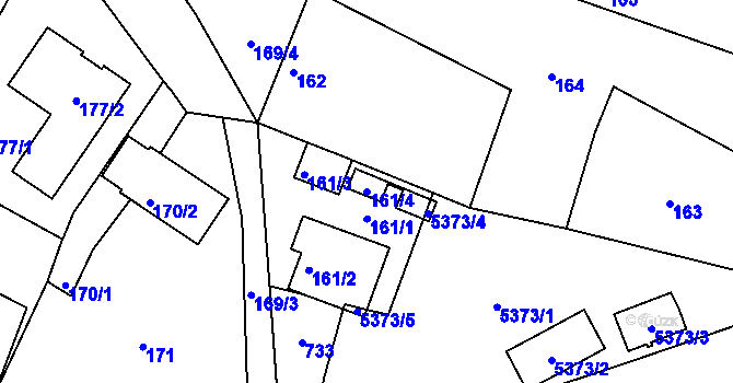 Parcela st. 161/4 v KÚ Hnanice, Katastrální mapa