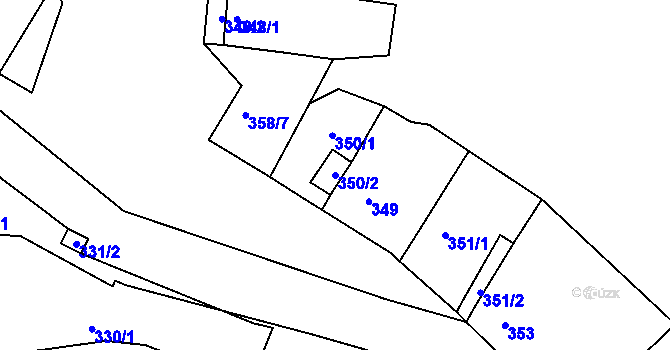 Parcela st. 350/2 v KÚ Hnanice, Katastrální mapa