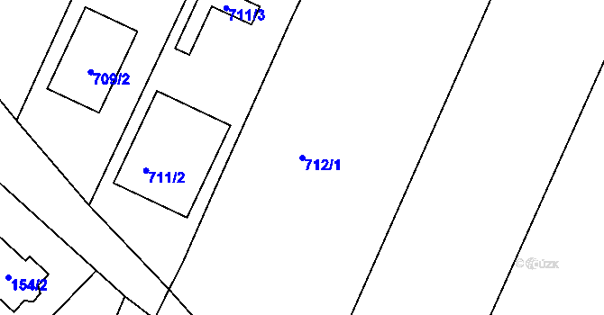 Parcela st. 712/1 v KÚ Hnanice, Katastrální mapa