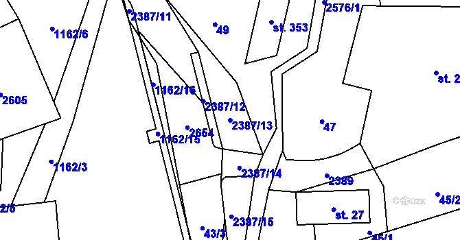 Parcela st. 2387/13 v KÚ Hnátnice, Katastrální mapa