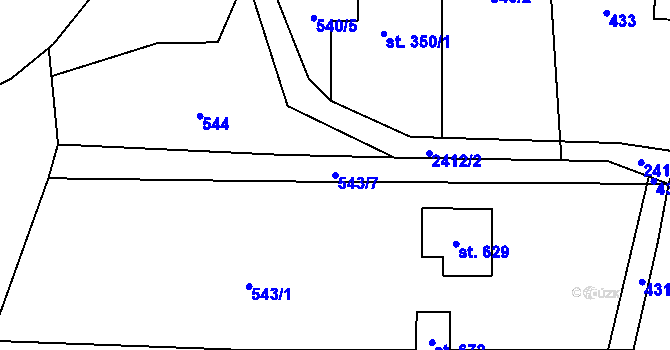 Parcela st. 543/7 v KÚ Hnátnice, Katastrální mapa