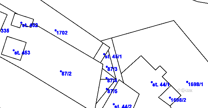 Parcela st. 45/1 v KÚ Hnátnice, Katastrální mapa