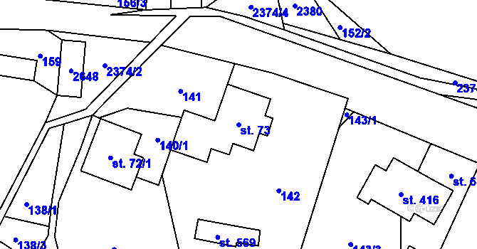Parcela st. 73 v KÚ Hnátnice, Katastrální mapa