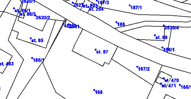 Parcela st. 87 v KÚ Hnátnice, Katastrální mapa