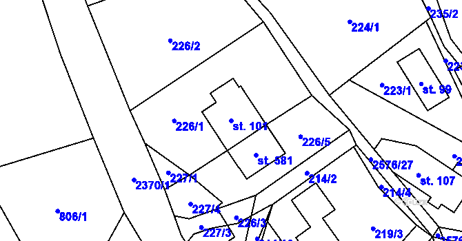 Parcela st. 101 v KÚ Hnátnice, Katastrální mapa