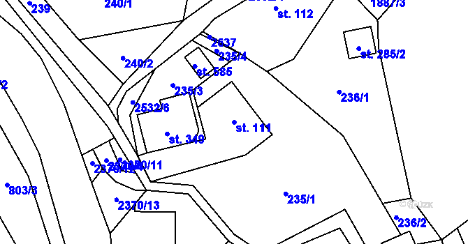 Parcela st. 111 v KÚ Hnátnice, Katastrální mapa