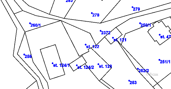 Parcela st. 122 v KÚ Hnátnice, Katastrální mapa