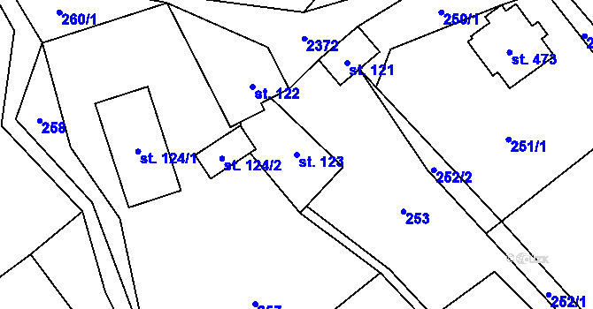 Parcela st. 123 v KÚ Hnátnice, Katastrální mapa