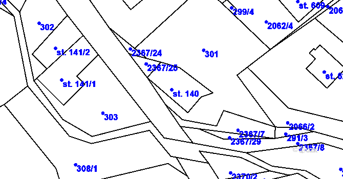Parcela st. 140 v KÚ Hnátnice, Katastrální mapa