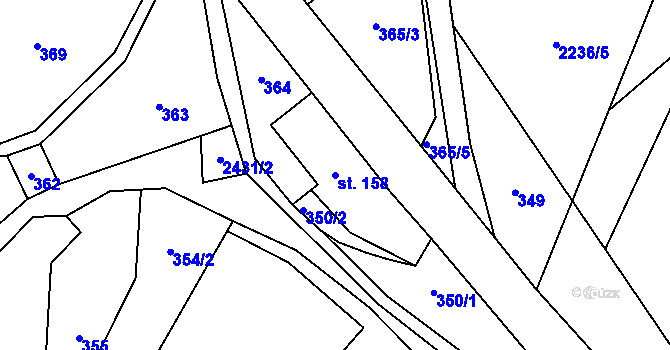 Parcela st. 158 v KÚ Hnátnice, Katastrální mapa