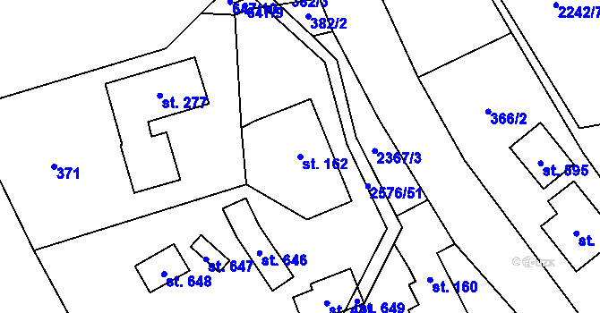 Parcela st. 162 v KÚ Hnátnice, Katastrální mapa