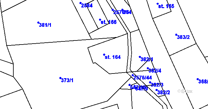 Parcela st. 164 v KÚ Hnátnice, Katastrální mapa