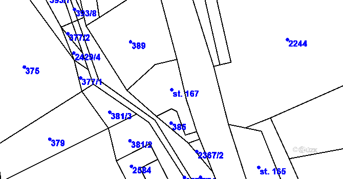 Parcela st. 167 v KÚ Hnátnice, Katastrální mapa