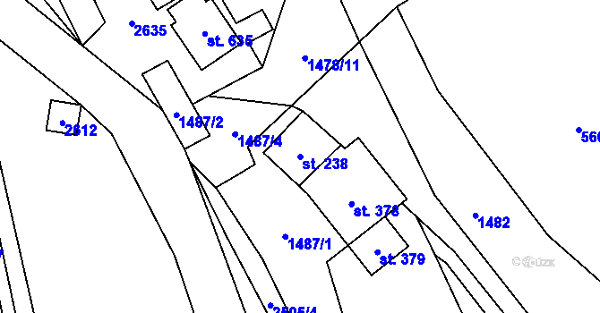 Parcela st. 238 v KÚ Hnátnice, Katastrální mapa