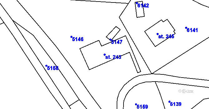 Parcela st. 243 v KÚ Hnátnice, Katastrální mapa