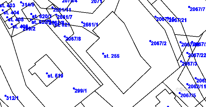 Parcela st. 255 v KÚ Hnátnice, Katastrální mapa
