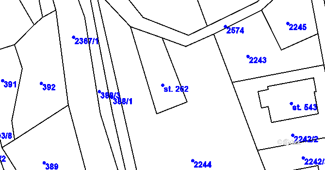 Parcela st. 262 v KÚ Hnátnice, Katastrální mapa
