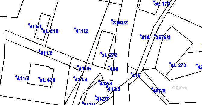 Parcela st. 272 v KÚ Hnátnice, Katastrální mapa