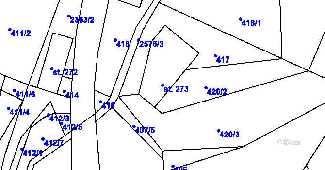Parcela st. 273 v KÚ Hnátnice, Katastrální mapa