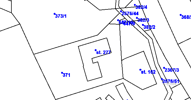 Parcela st. 277 v KÚ Hnátnice, Katastrální mapa