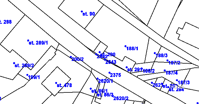 Parcela st. 290 v KÚ Hnátnice, Katastrální mapa