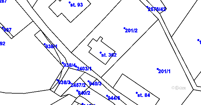 Parcela st. 362 v KÚ Hnátnice, Katastrální mapa