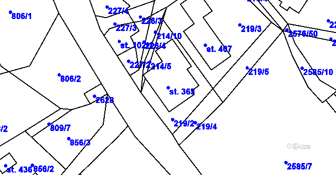 Parcela st. 363 v KÚ Hnátnice, Katastrální mapa