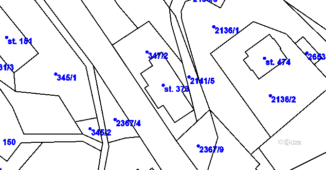 Parcela st. 373 v KÚ Hnátnice, Katastrální mapa