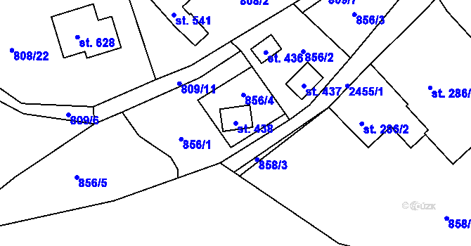 Parcela st. 438 v KÚ Hnátnice, Katastrální mapa