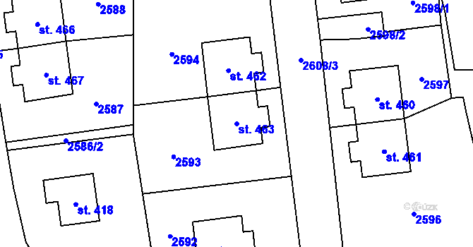 Parcela st. 463 v KÚ Hnátnice, Katastrální mapa