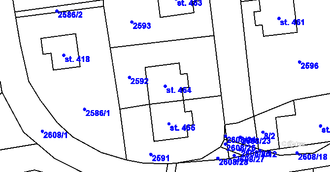 Parcela st. 464 v KÚ Hnátnice, Katastrální mapa