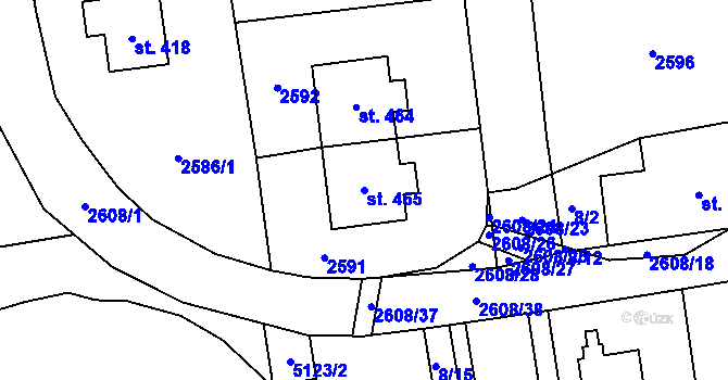Parcela st. 465 v KÚ Hnátnice, Katastrální mapa