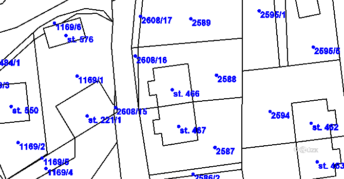 Parcela st. 466 v KÚ Hnátnice, Katastrální mapa
