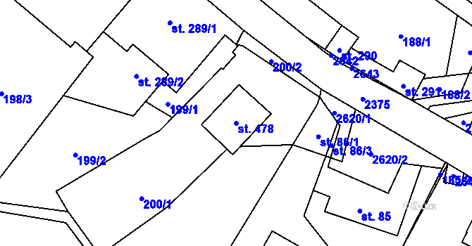 Parcela st. 478 v KÚ Hnátnice, Katastrální mapa
