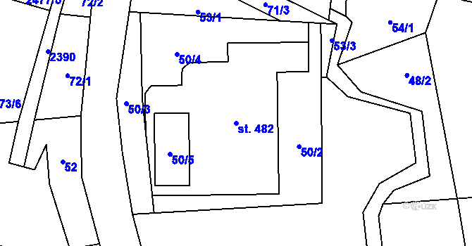 Parcela st. 482 v KÚ Hnátnice, Katastrální mapa