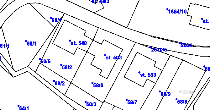 Parcela st. 503 v KÚ Hnátnice, Katastrální mapa