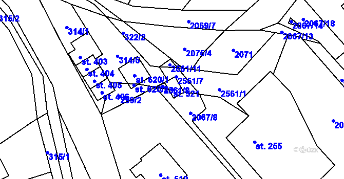 Parcela st. 521 v KÚ Hnátnice, Katastrální mapa