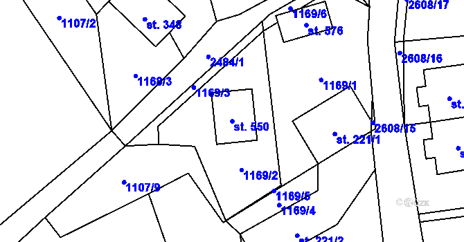 Parcela st. 550 v KÚ Hnátnice, Katastrální mapa
