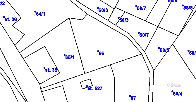 Parcela st. 66 v KÚ Hnátnice, Katastrální mapa