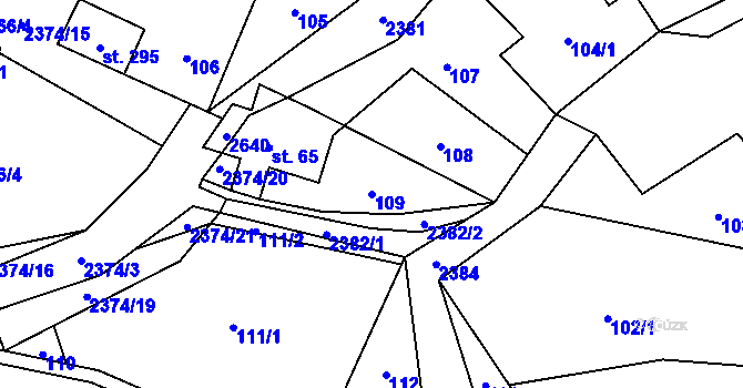Parcela st. 109 v KÚ Hnátnice, Katastrální mapa