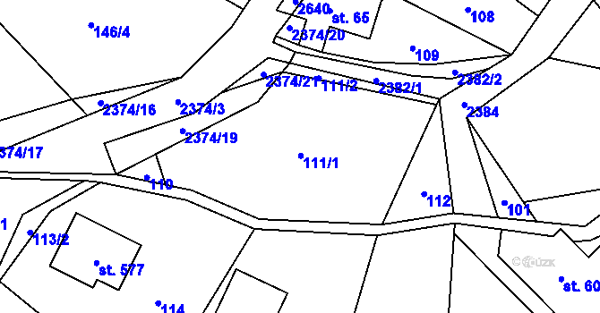 Parcela st. 111 v KÚ Hnátnice, Katastrální mapa