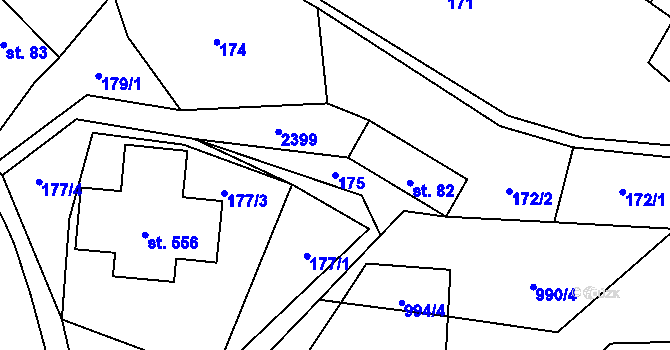 Parcela st. 175 v KÚ Hnátnice, Katastrální mapa